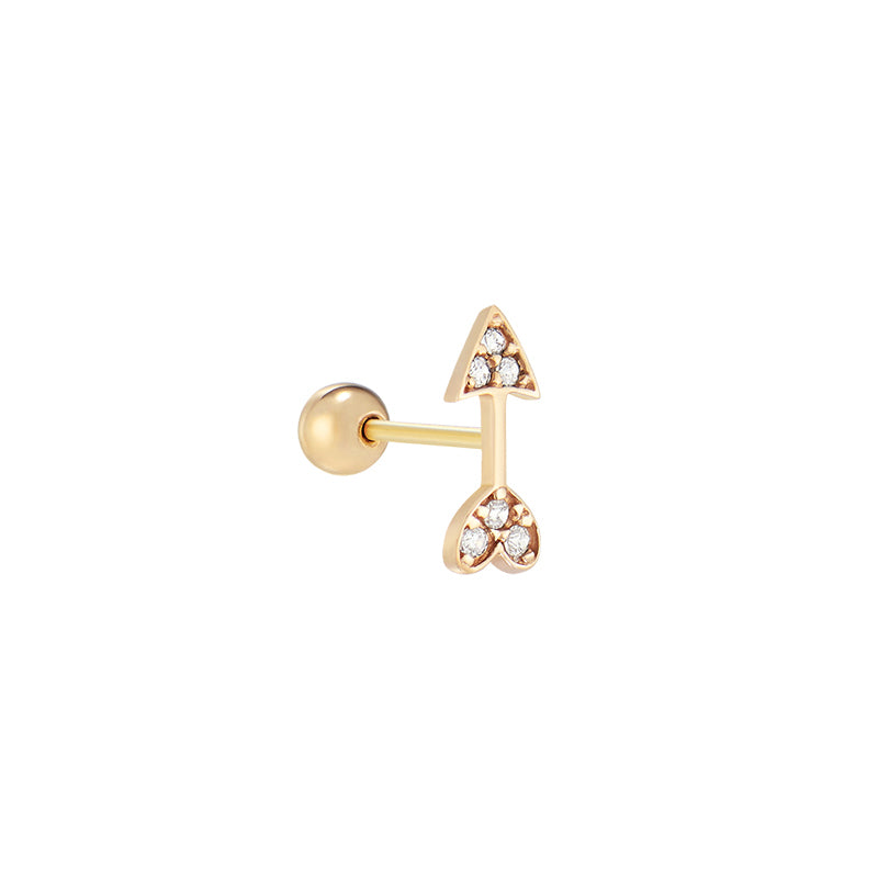 14K Yellow Gold deals Arrow Stud Earring