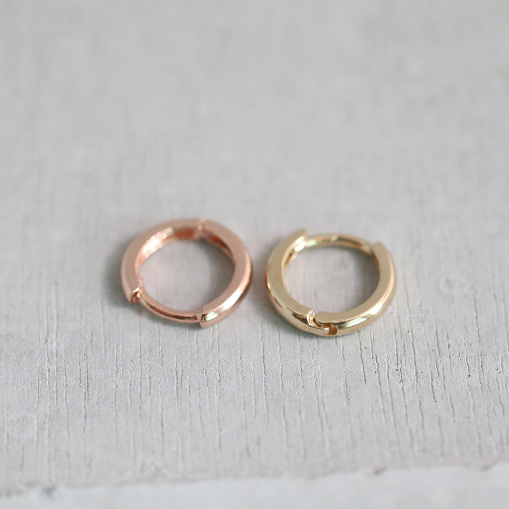 14K White Gold Plain 2 X 6mm Domed Small Huggie Hoop Earrings 14K White Gold Plain 2 X 6mm Domed Small Huggie Hoop Earrings