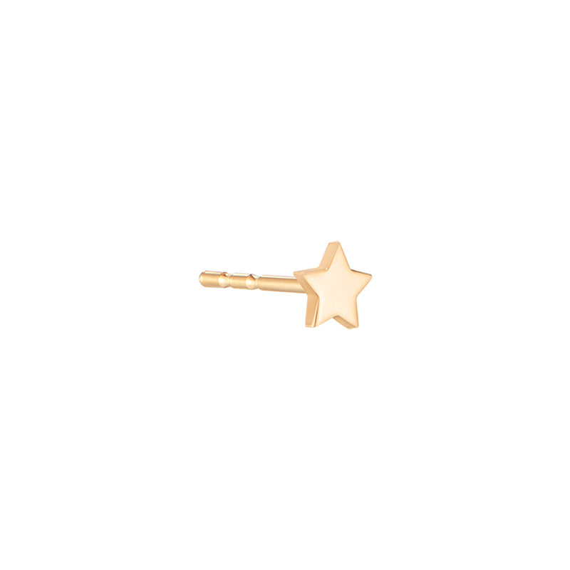 Tiny Star Earrings, 14K Gold Studs, Cartilage Piercing 14K Gold / 3mm (Not for First Hole)