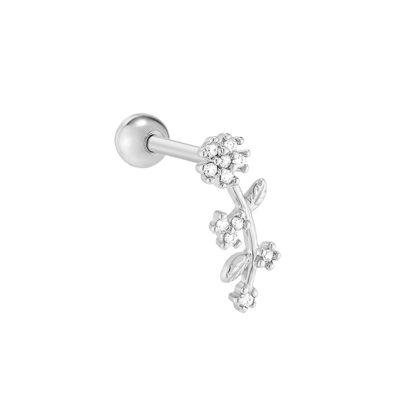 【KAJA BIJOUX 】Charlotte Flower Pierce Flower Branch Cartilage Piercing 925 Silver | Musemond