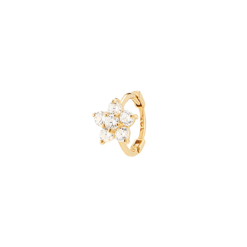 Gold Flower Hoop Earrings, 14K Yellow Gold Small Hoops Petal Design – Five  Star Jewelry Brokers