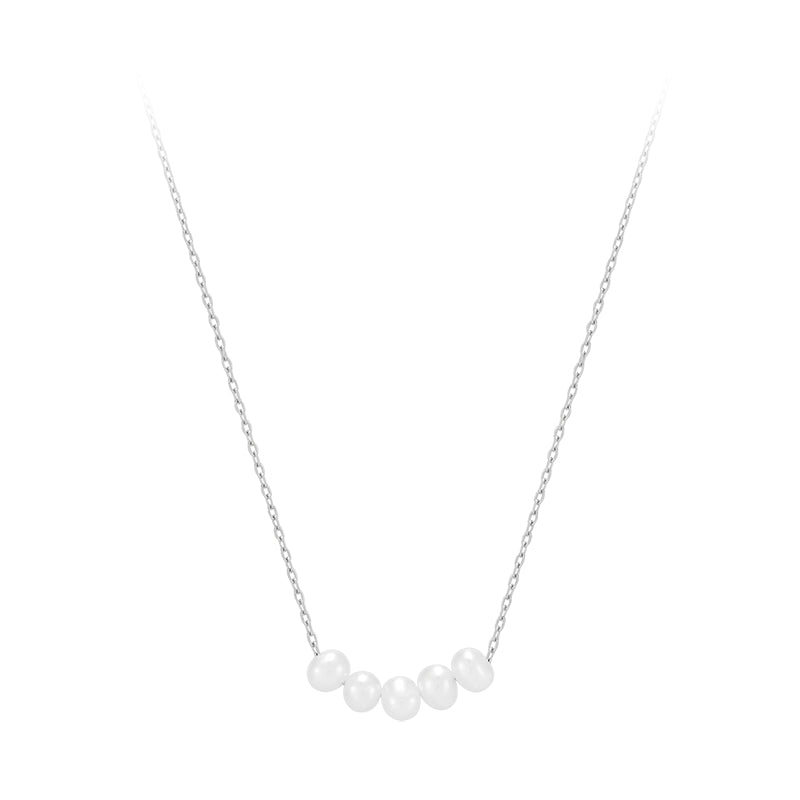Freshwater Pearl Line Necklace- Sterling Silver