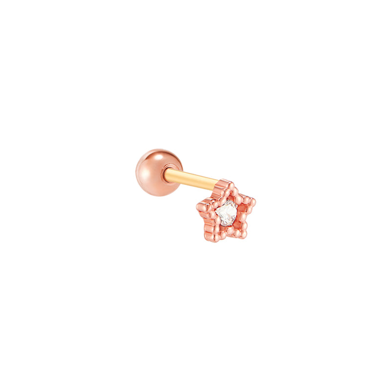 14K Gold Tiny Diamond Star Studs 14K Rose Gold