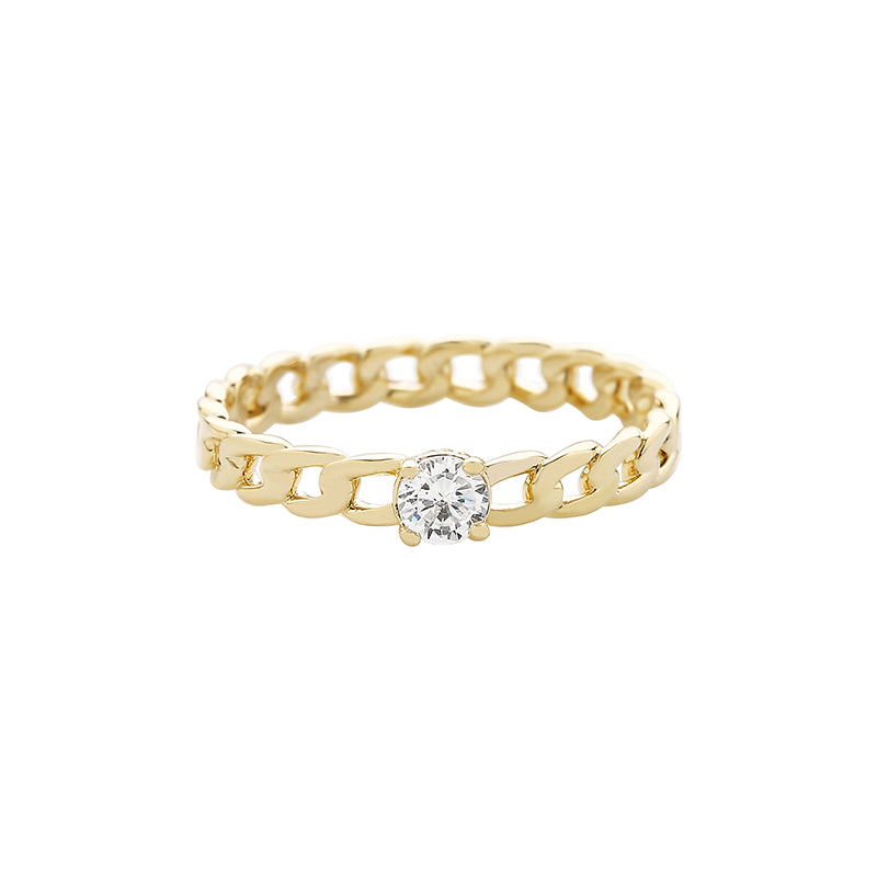 925 Silver CZ Chain Ring | Dainty Stacking Rings | Musemond