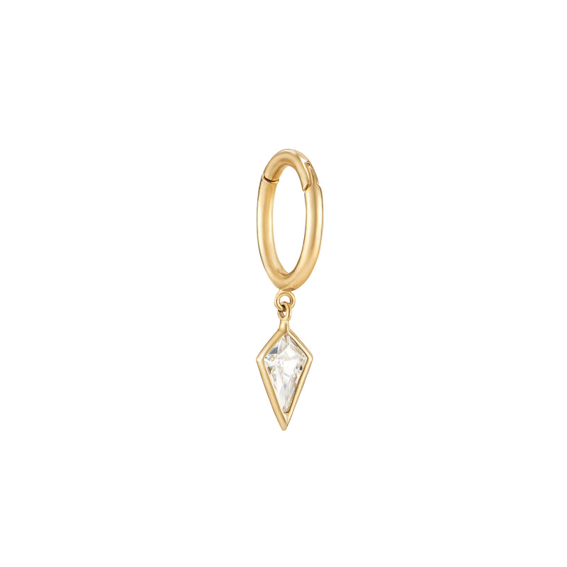 Diamond-Shape Charm Dangle Clicker Ring- 14K Gold