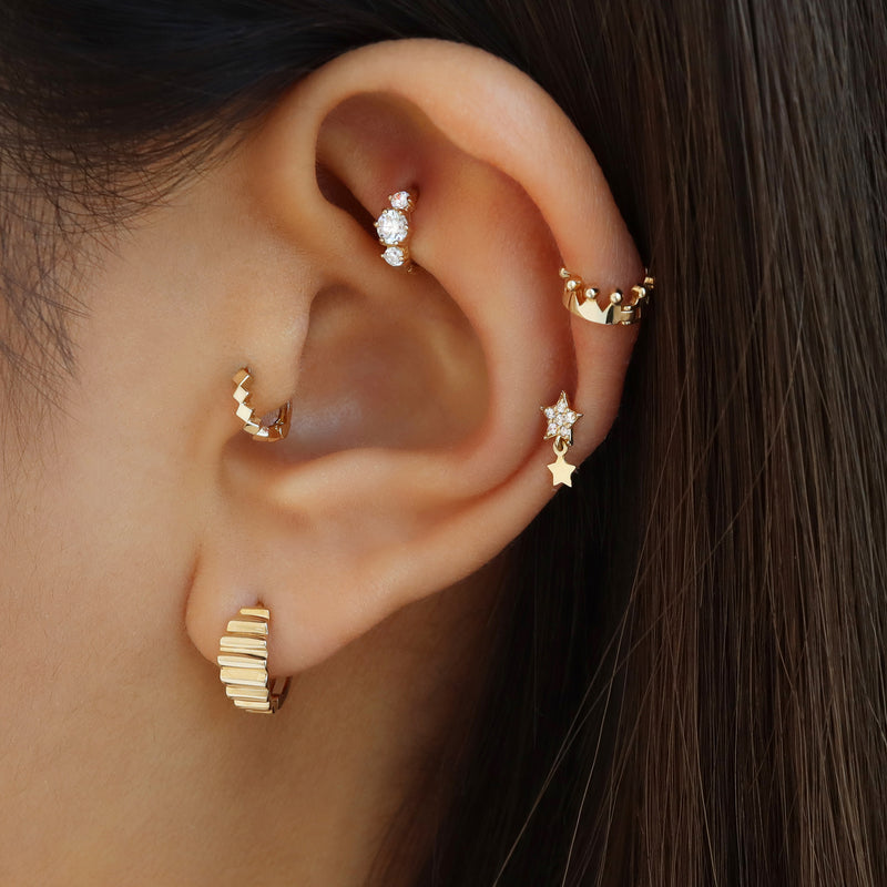 diamond tiny hoop earring in rook piercing