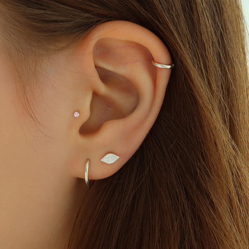 Evil Eye Stud Piercing Sterling Silver Musemond