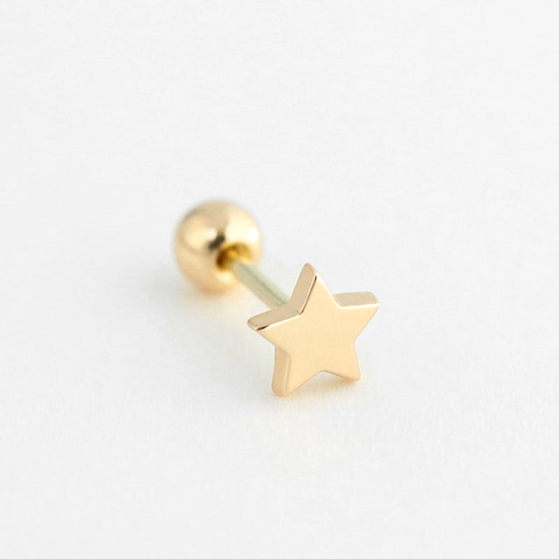 Flat Star Stud Earring 10K Gold | Musemond