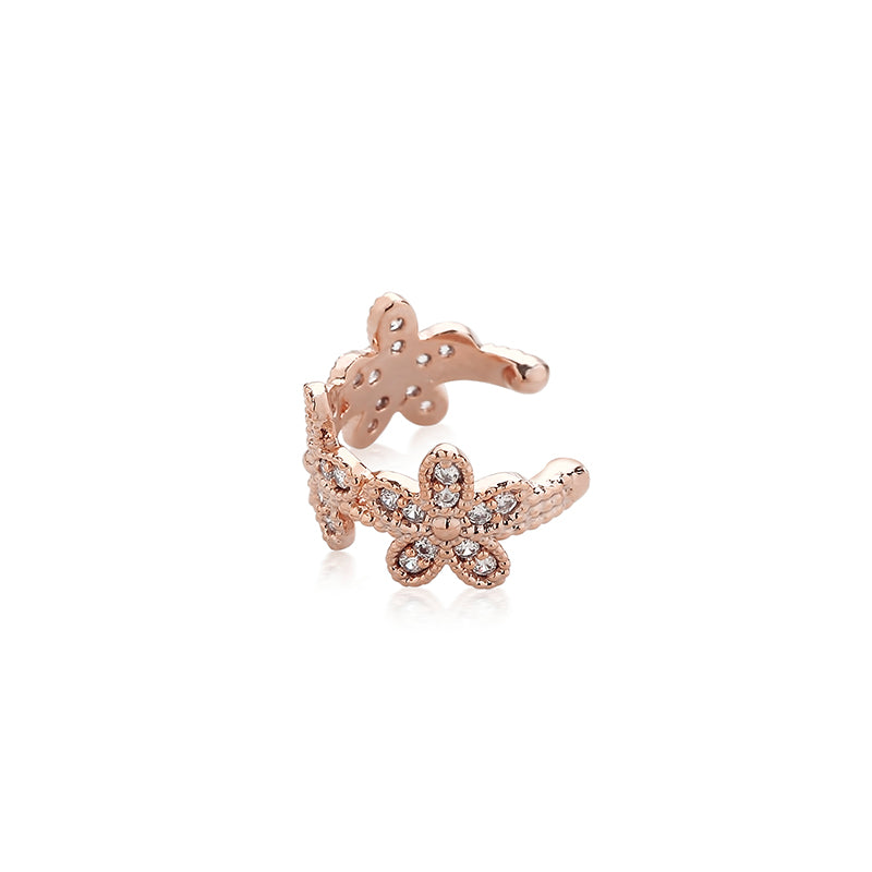 flower ear cuff earring in rose gold