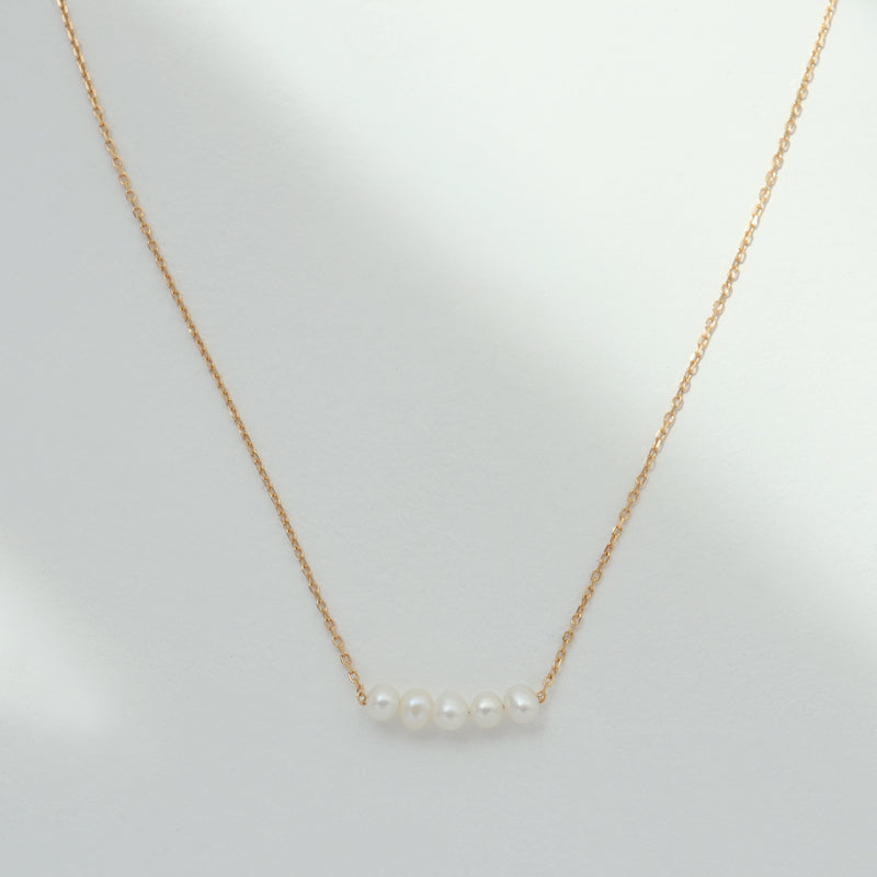 Freshwater Pearl Line Necklace- Sterling Silver