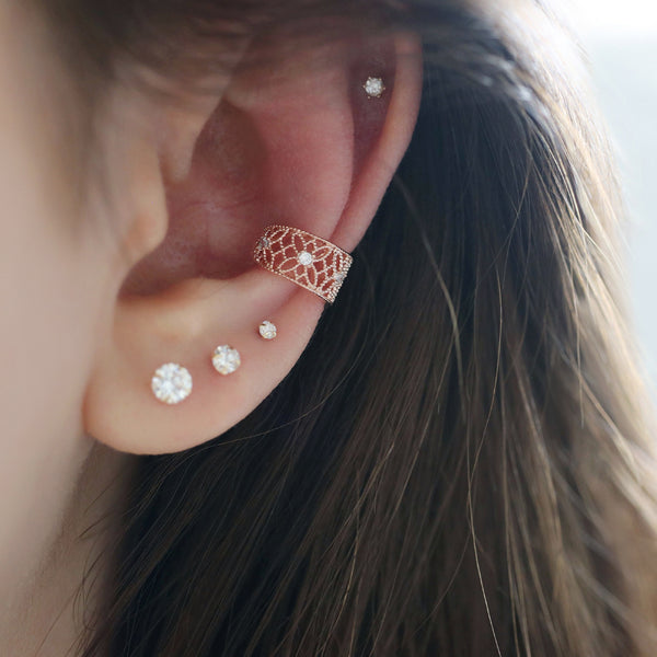 conch ear cuff stacking with ear studs