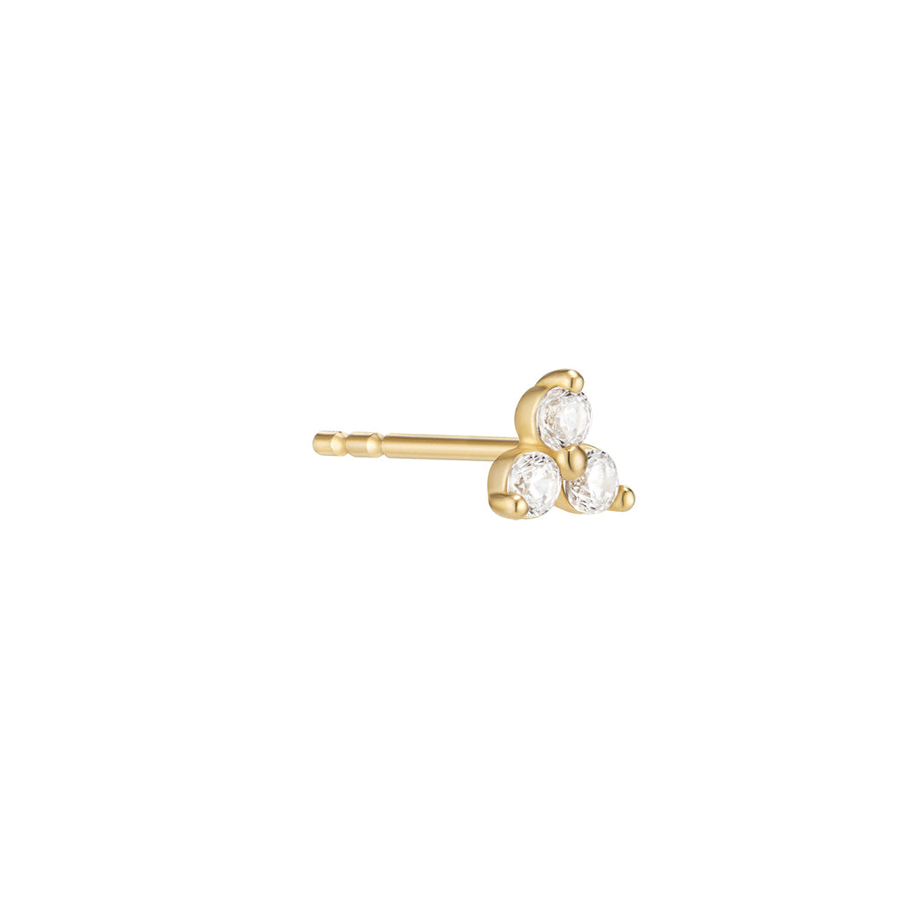 Mini Trinity Cluster Stud Earring 14K Gold | Musemond