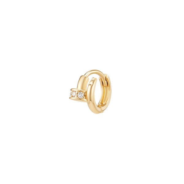 tiny nail huggie hoop earring in solid 14k gold