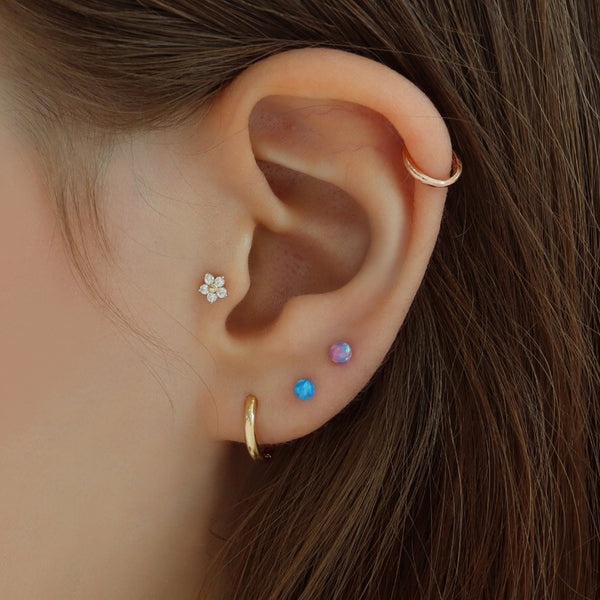 opal stud earrings in solid 14k gold