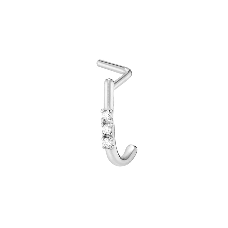 Open Hoop L-Shape Nose Stud 14K Gold Musemond