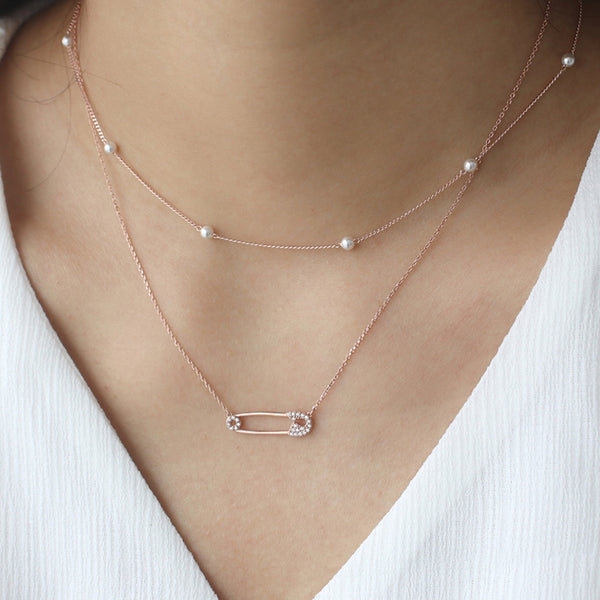 Safety Pin Necklace- Sterling Silver