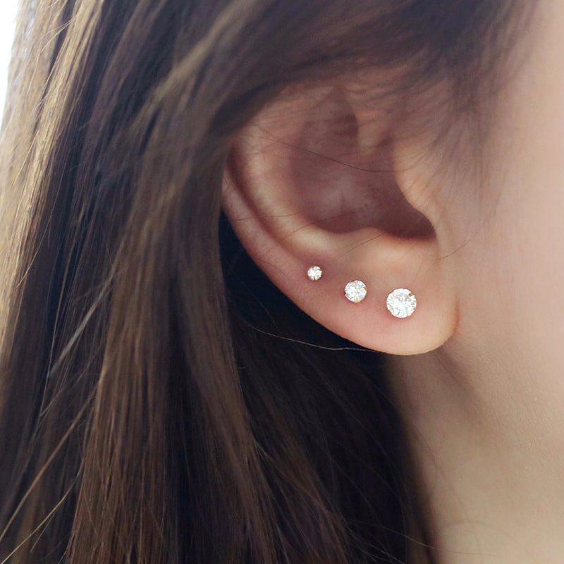 Single CZ Stud Barbell 925 Sterling Silver | Musemond