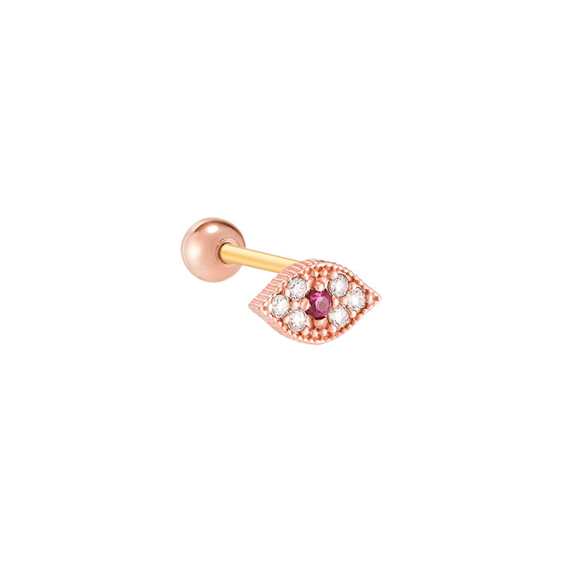 Ruby Evil Eye Ear Piercing 14K Gold Musemond1