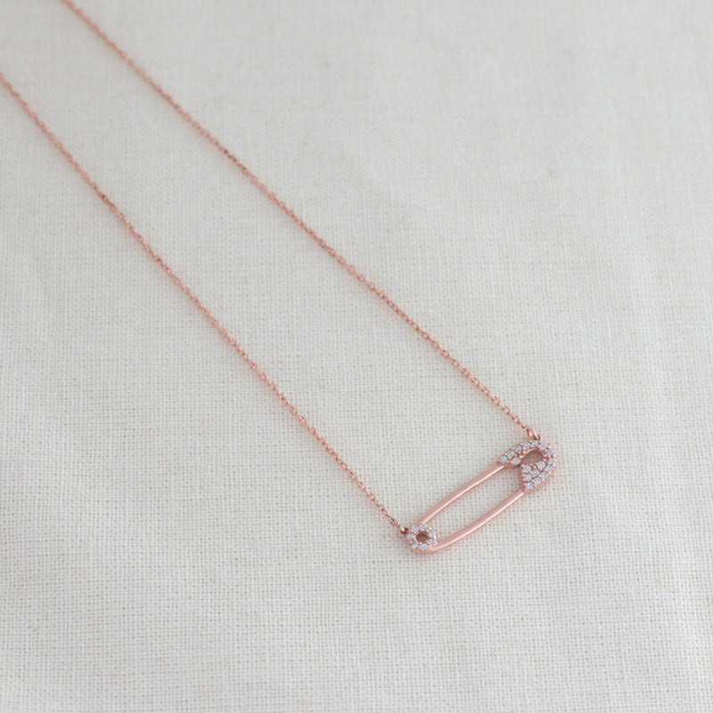 Safety Pin Necklace Sterling Silver