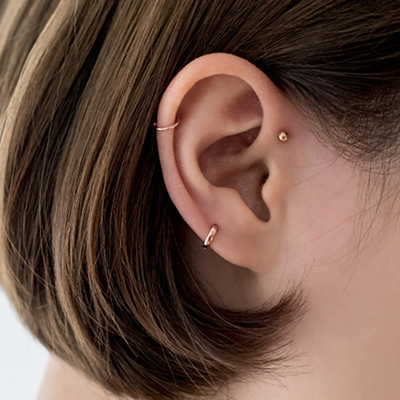 5mm tiny huggie hoop earring in cartilage and lobe piercings