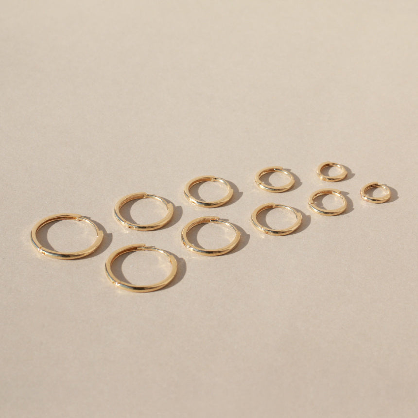 14K Gold Slim Sleeper Huggie Hoop Earrings Nap Earrings Musemond