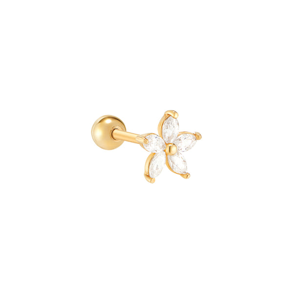 Marquise Flower Stud Cartilage Piercing- 14K Gold