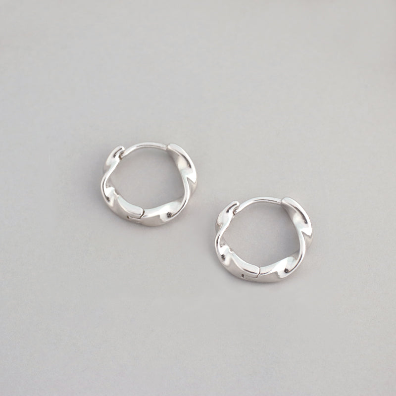 Twist Huggie Hoop Earrings 925 Sterling Silver | Musemond