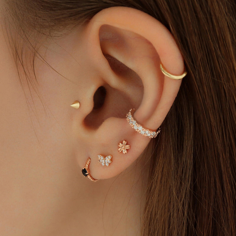 Spike Cartilage Labret Piercing 14K Gold Musemond