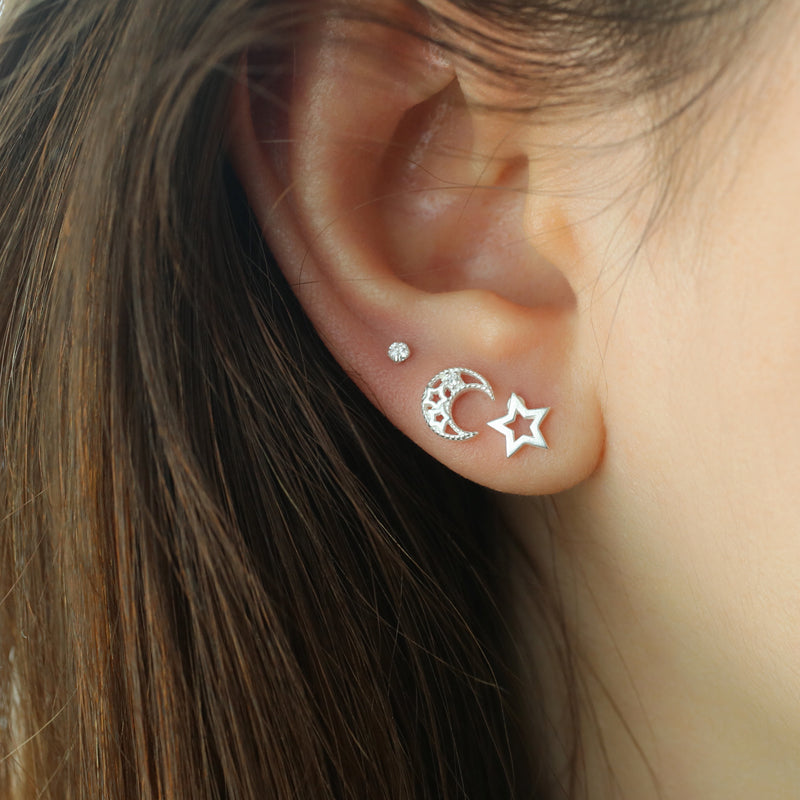 Line Star Stud Piercing 925 Sterling Silver | Musemond