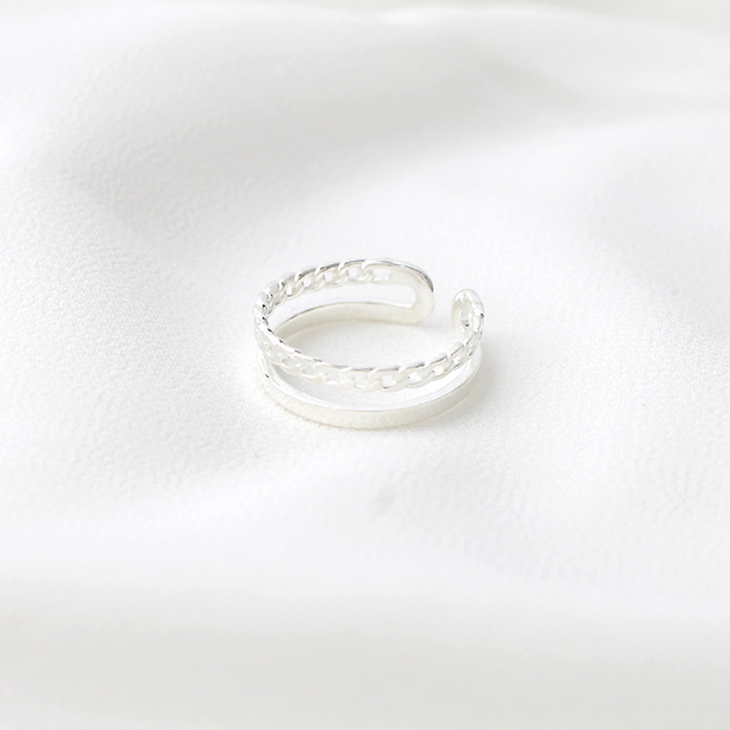 Sterling Silver Chain Double Band Ring | Musemond Sterling Silver Chain Double Band Ring | Musemond