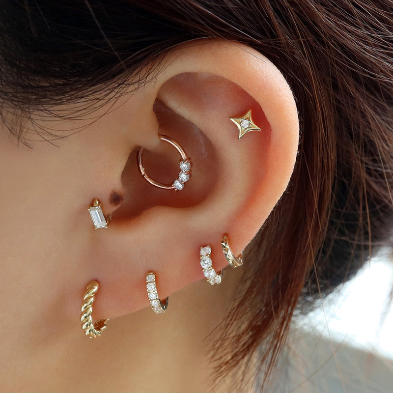 Gold Gauges With Hoop Earrings 18 Gauge Pavé Cartilage Huggie Hoop