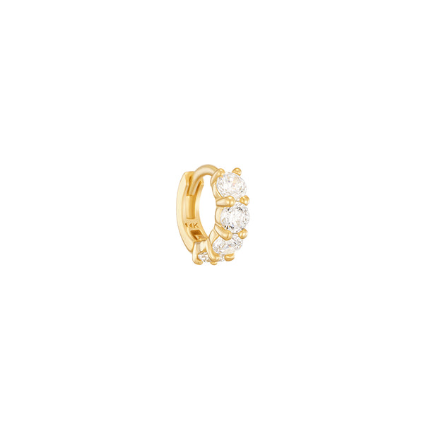 4.5mm pave tiny huggie hoop earring in 14k gold