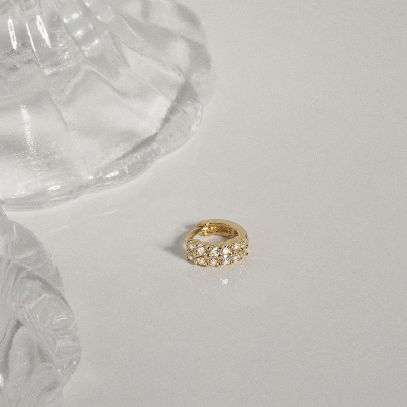 4.5mm Tiny Pavé Huggie Hoop- 14K Gold