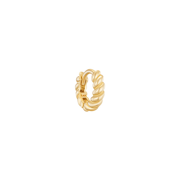 4.5mm tiny huggie hoop earring in solid 14k gold