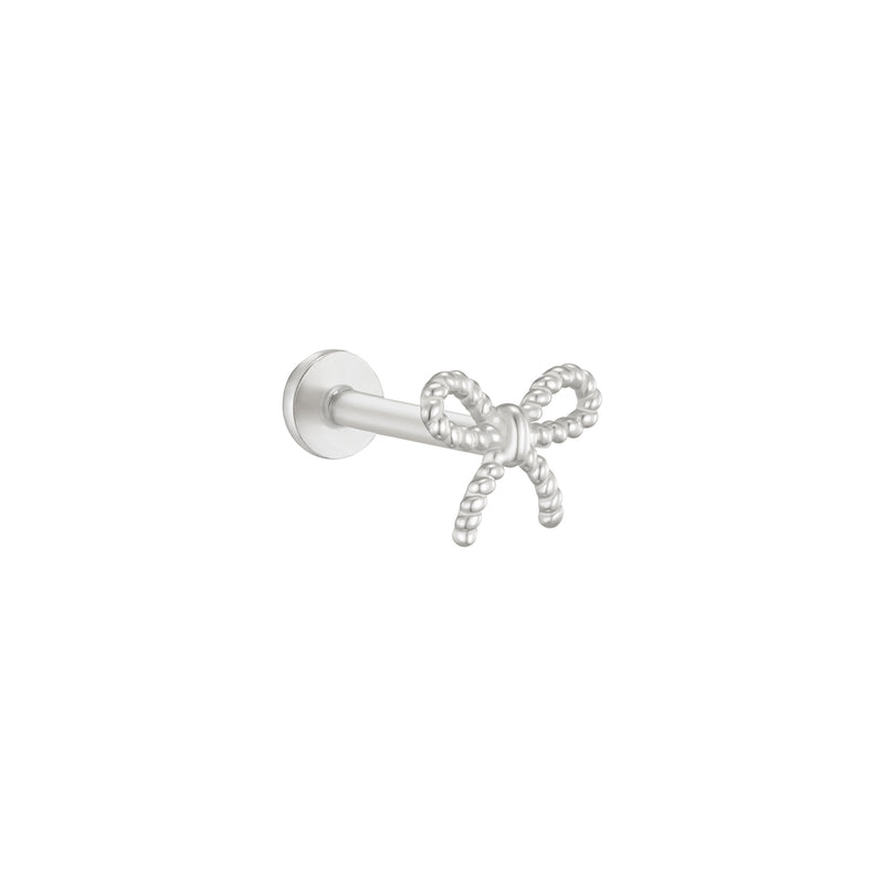 Ribbon Bow Stud Flat Back Earring- 14K Gold