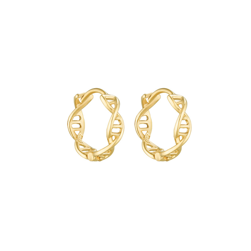 DNA Helix Hoop Earring- 14K Gold