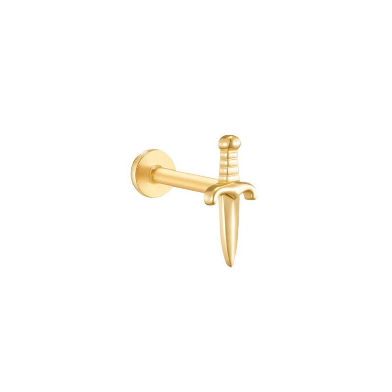 Dagger Stud Flat Back Earring- 14K Gold