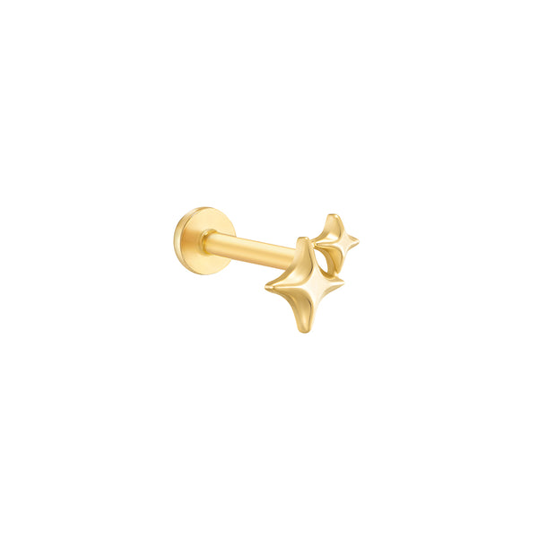 Sparkle Duo Flat Back Earring- 14K Gold