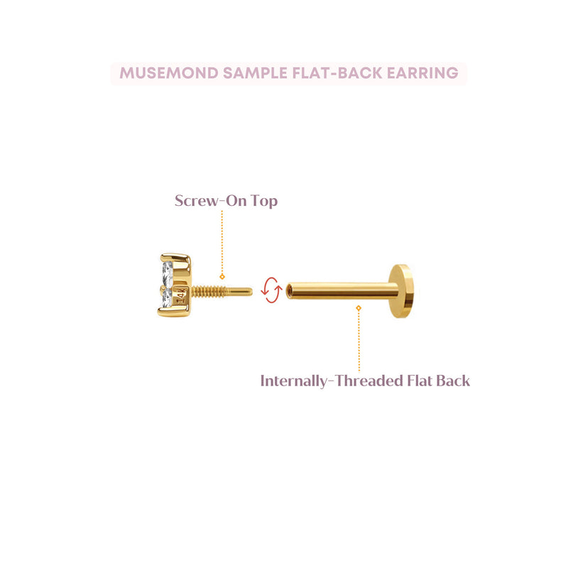 Micro Opal Flat Back Earring- 14K Gold