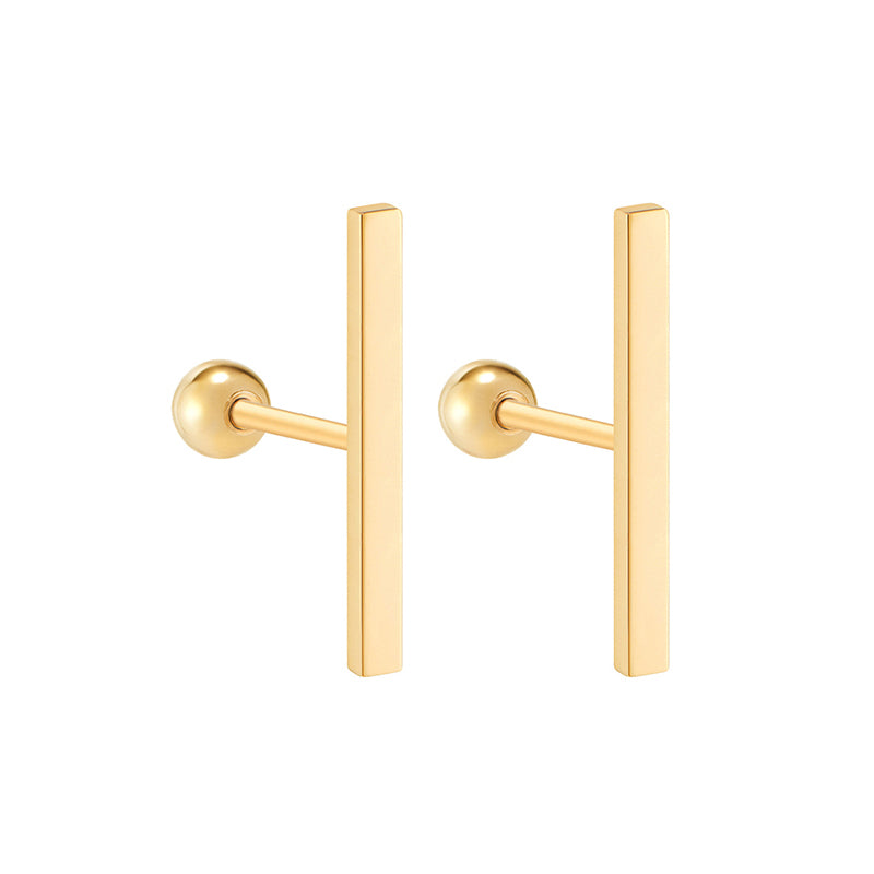 Long Bar Stud Ear Piercing- 14K Gold