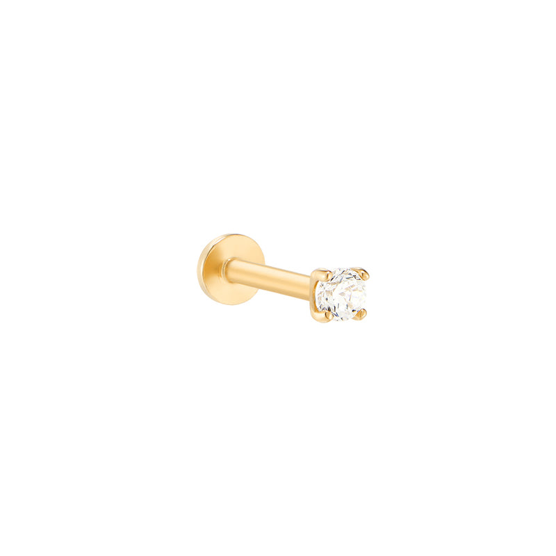 Solitaire Stud Flat Back Earring- 14K Gold