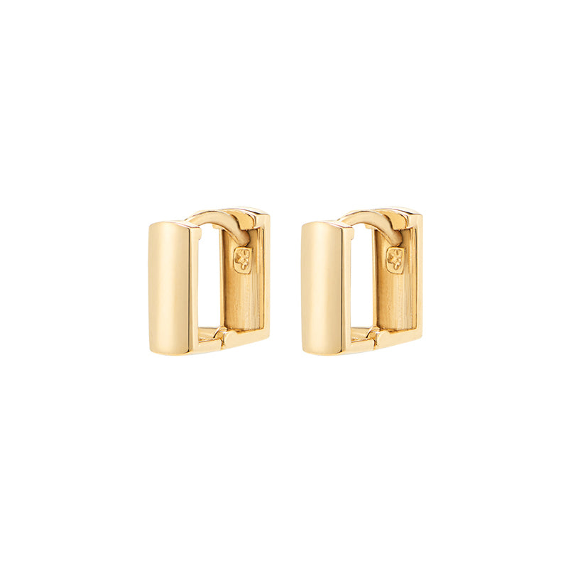 Square Huggie Hoop Earring- 14K Gold