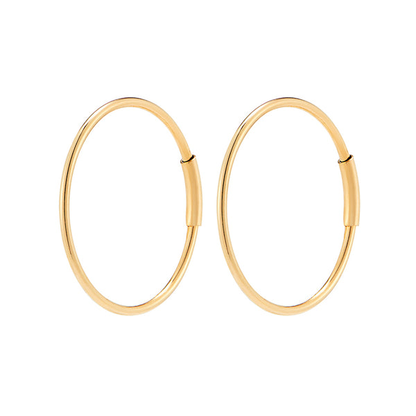 Thin Endless Hoop Earrings- 14K Gold