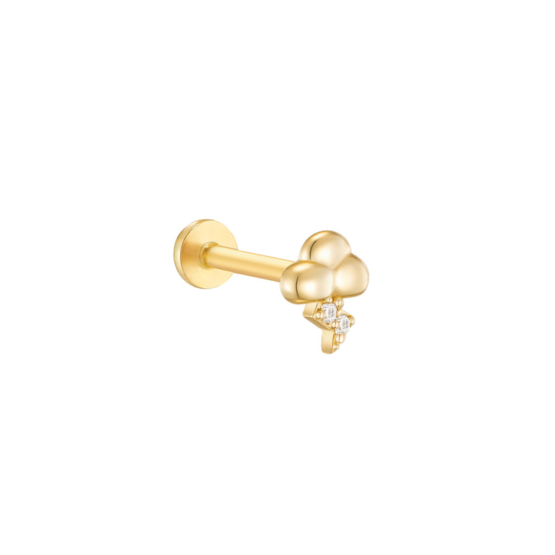 Thundercloud Stud Flat Back Earring- 14K Gold