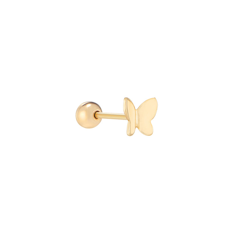 Tiny Butterfly Cartilage Stud 14K Gold Musemond