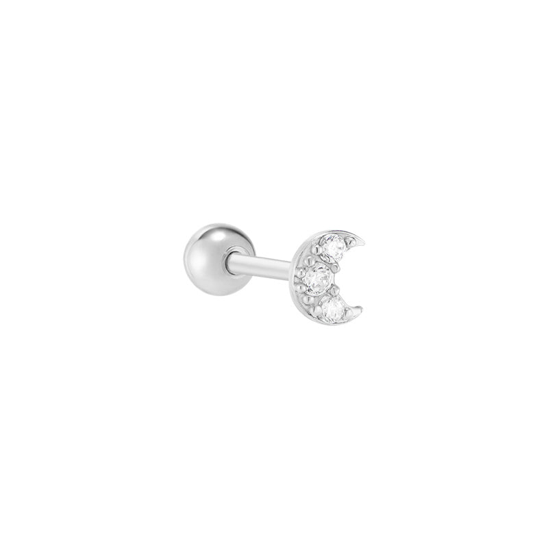 Tiny Pave Crescent Moon Piercing- 14K Gold