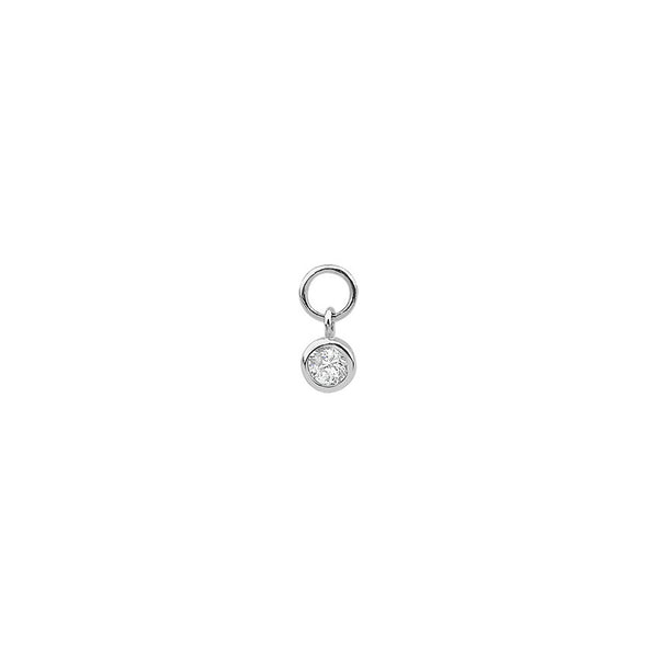 Solitaire Bezel Gem Hoop Charm- 14K Gold