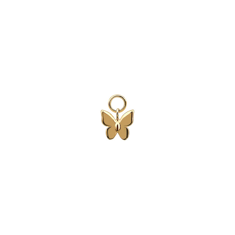 Mini Butterfly Hoop Charm- 14K Gold