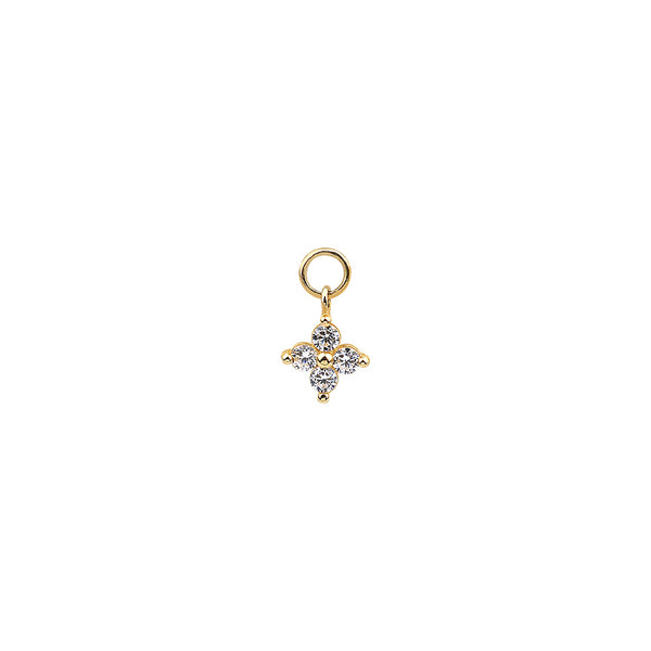 Clover Hoop Charm- 14K Gold