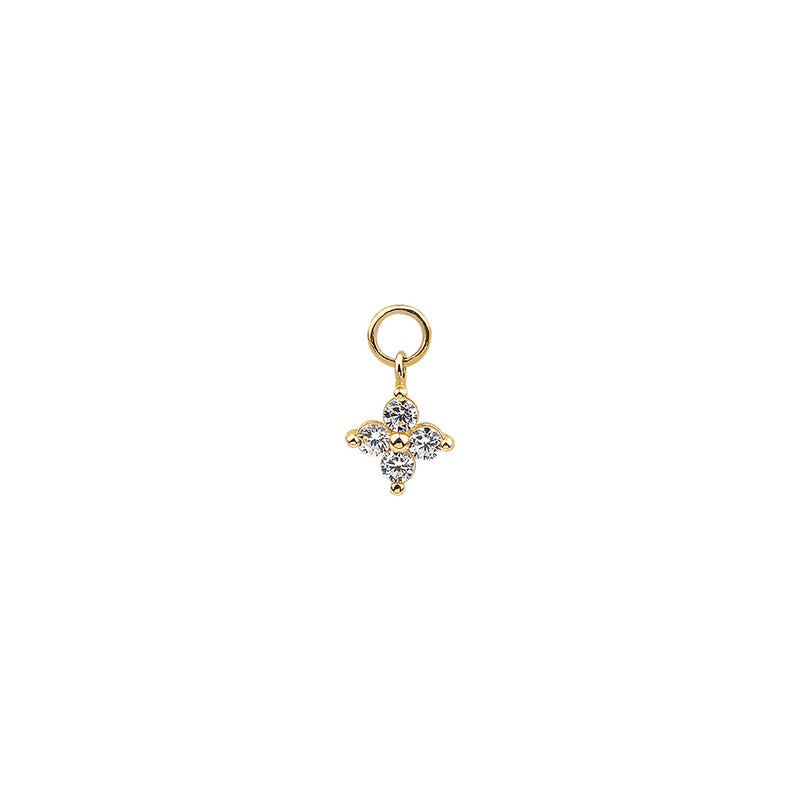 Clover Hoop Charm- 14K Gold